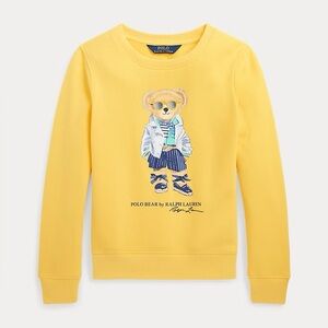 NWT Polo Ralph Lauren Girls Yellow Polo Bear Fleece Sweatshirt | Size: XL(16)